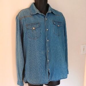 Company Eighty One Blue Denim Casual Button Down Shirt, XL